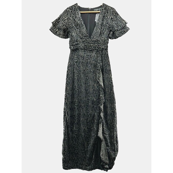 House of Harlow 1960 x Revolve Aury Maxi Dress Size S Zebra Print Deep V Neck - Picture 4 of 16
